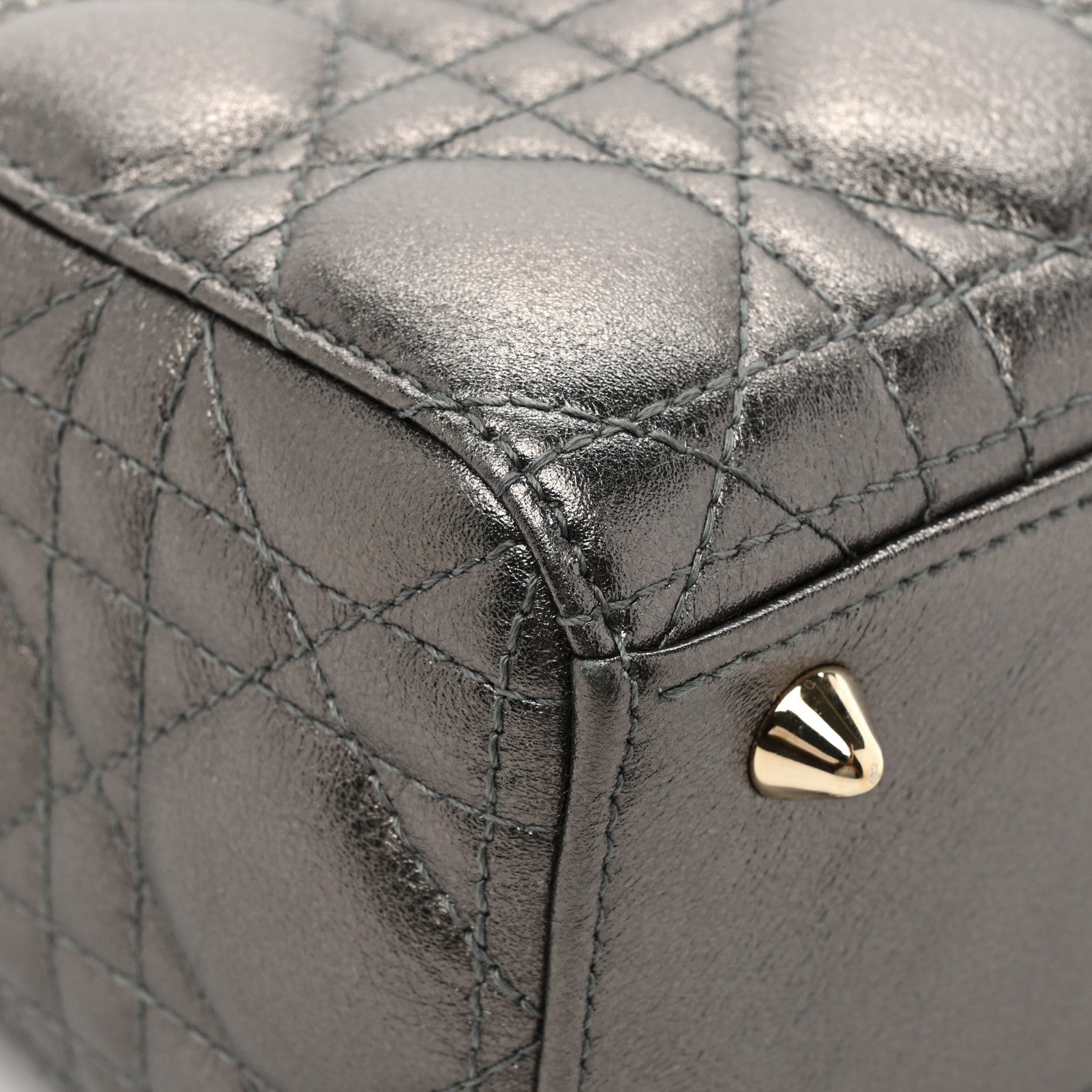 Christian Dior Lambskin Cannage Small My ABCDior Lady Dior Metallic Grey 11 of 14