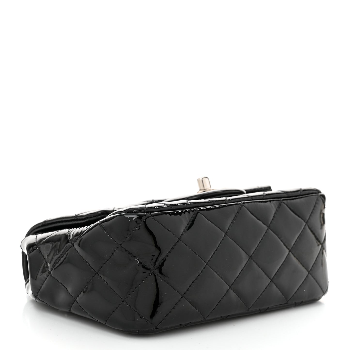 Patent Calfskin Quilted Mini Square Flap Black