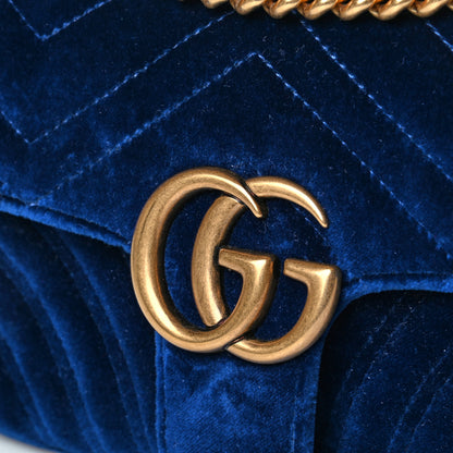 Gucci Velvet Matelasse Mini GG Marmont Shoulder Bag Cobalt Blue 5 of 6