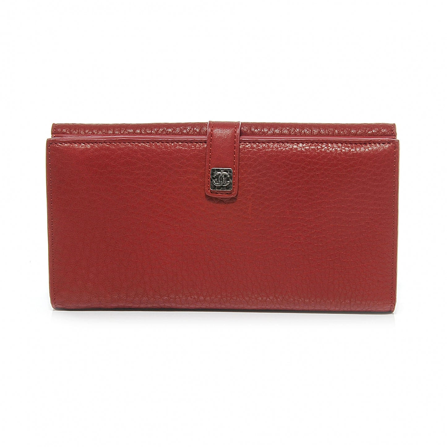 Calfskin Long Double Wallet Rouge