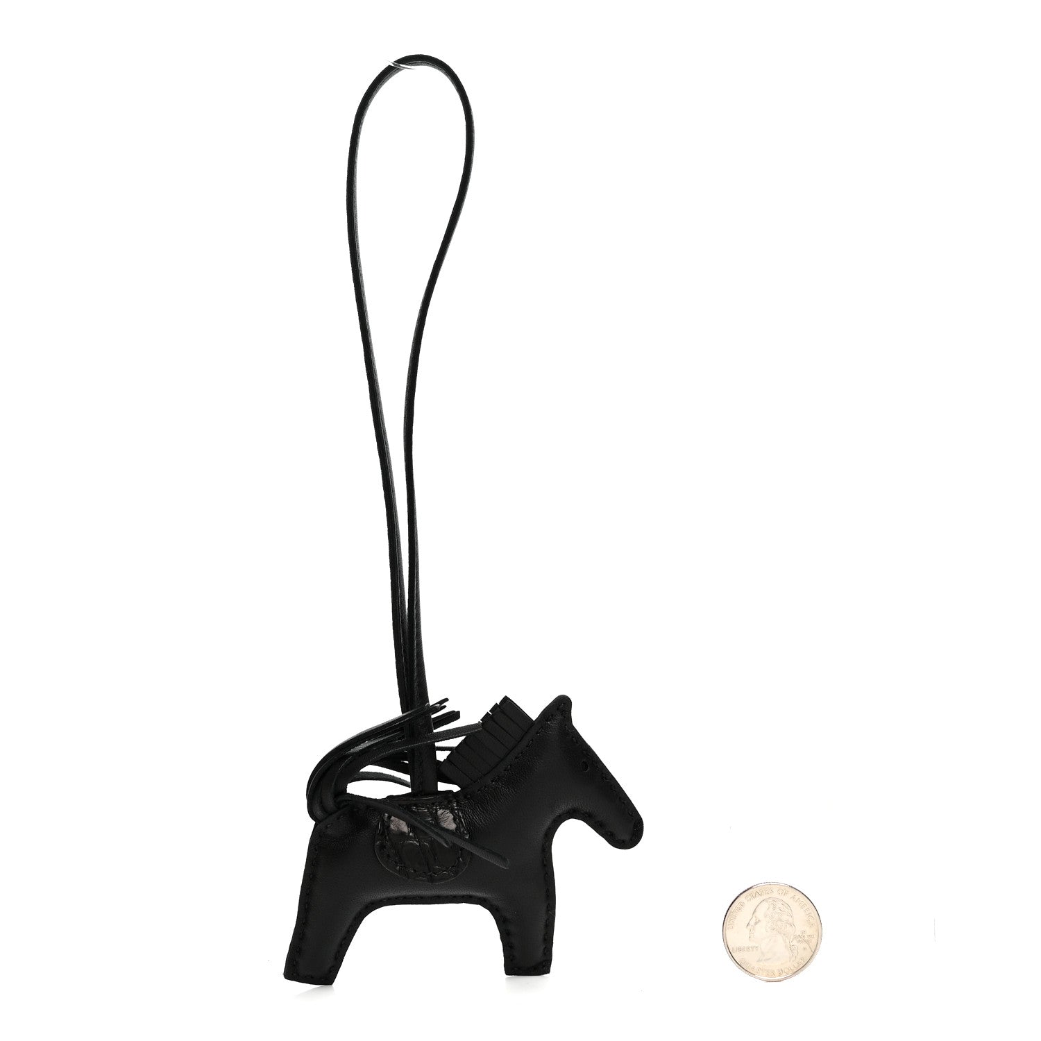 Hermes Milo Lambskin Matte Alligator Touch Grigri Rodeo Horse Bag Charm PM So Black 2 of 4