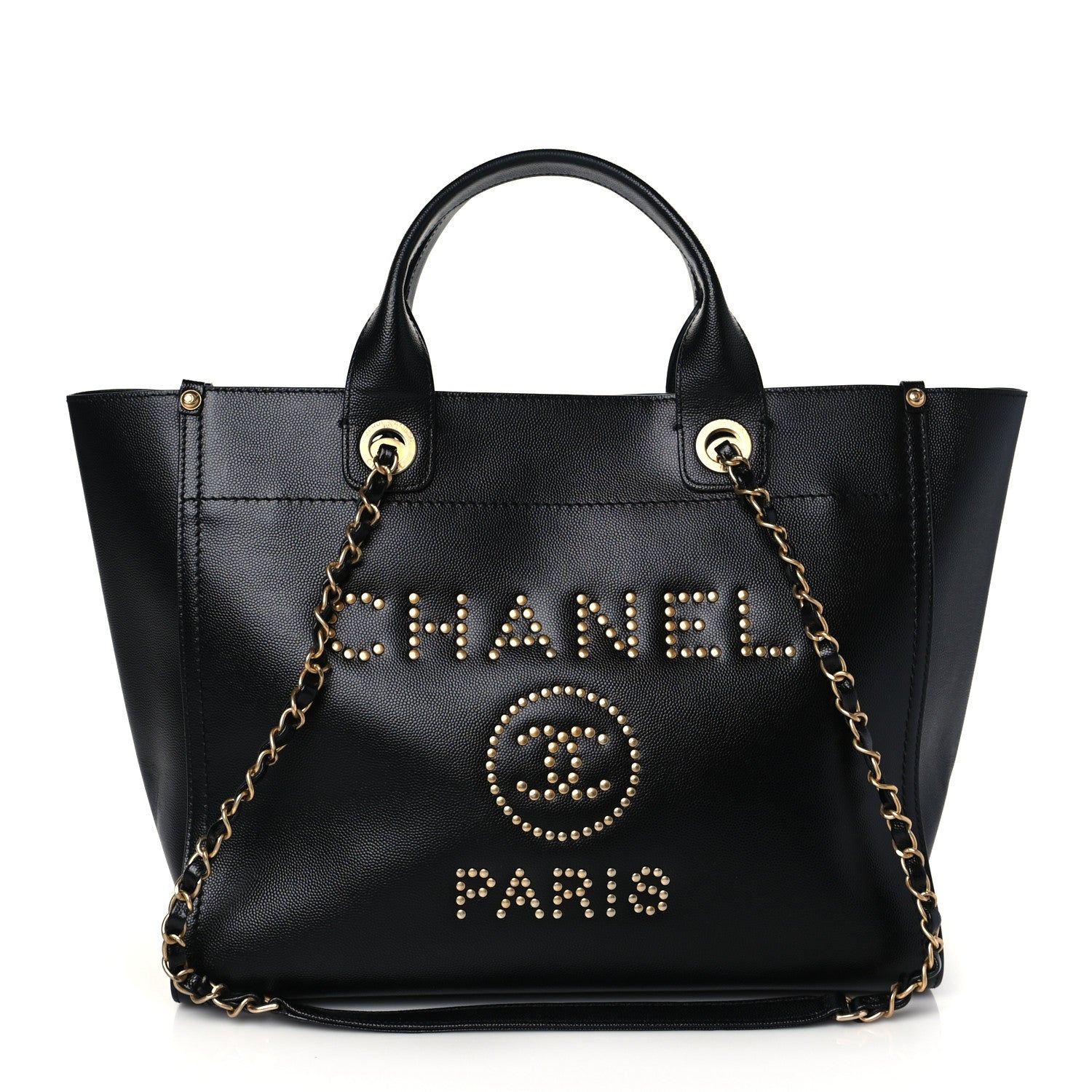 Chanel Caviar Small Studded Deauville Tote Black 1 of 10