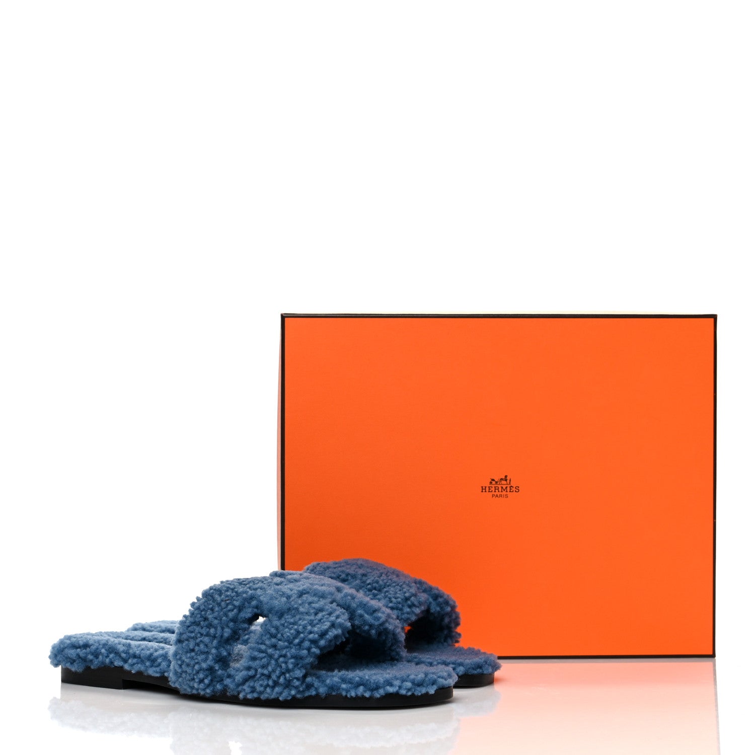 Hermes Woolskin Oran Sandals 38 Bleu 8 of 8