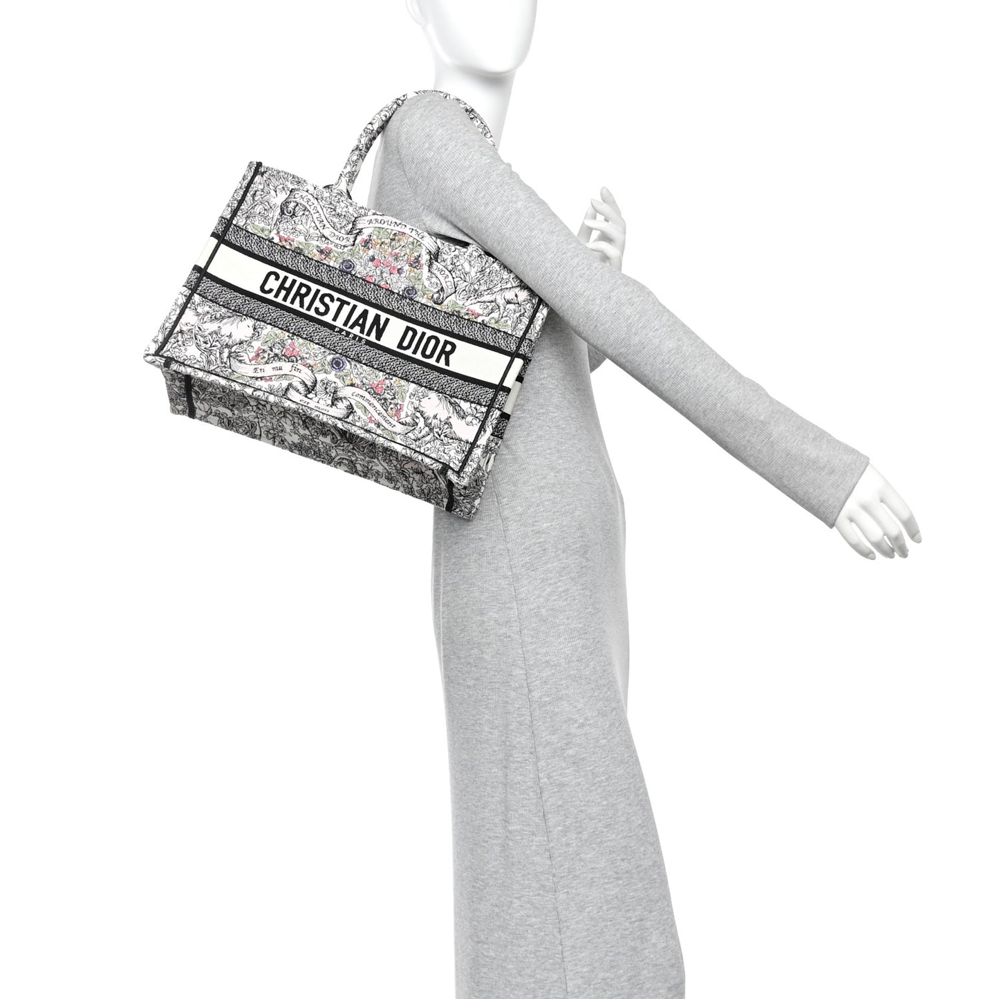 Canvas Embroidered Medium Around The World Book Tote White Multicolor