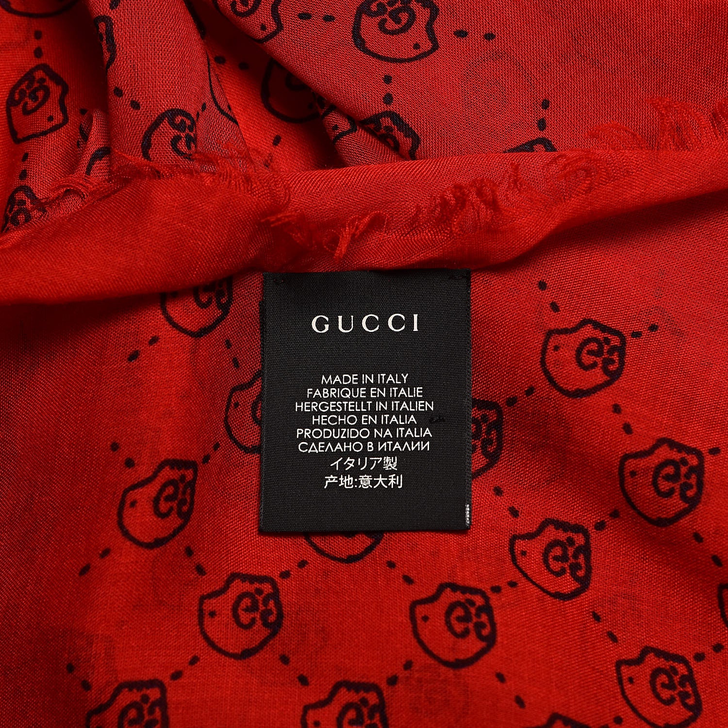 Gucci Modal Silk Twill GG Hamlet Square Scarf Flame Blue 4 of 4