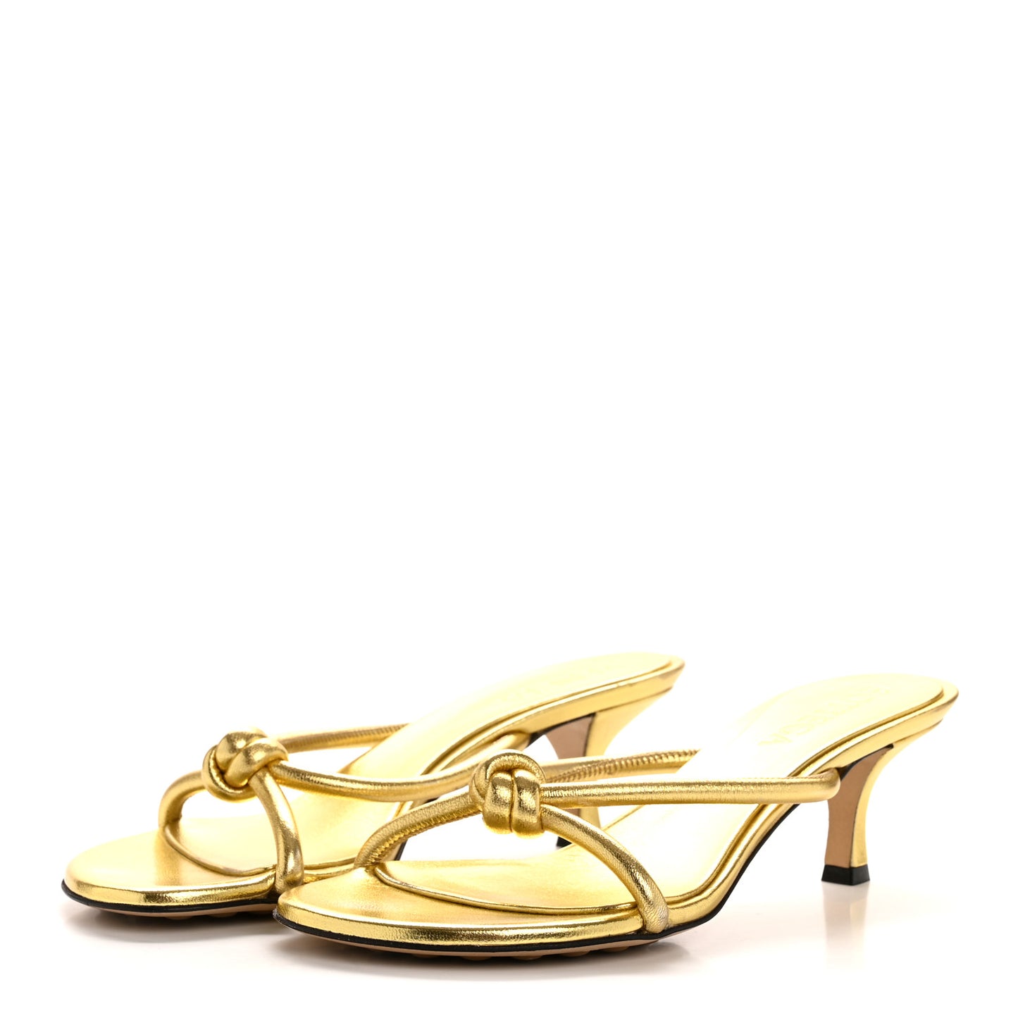 Metallic Nappa Blink Knot Mule Sandals 39 Gold