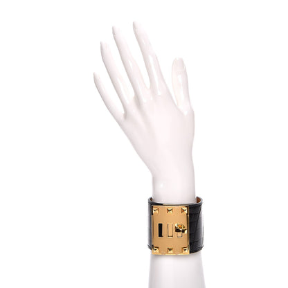 Hermes Shiny Alligator Kelly Dog Extreme Bracelet Black Small 2 of 7
