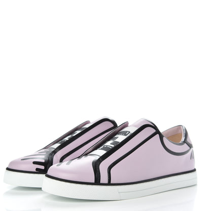 Fendi X JOSHUA VIDES Nappa Rockoclick Slip On Sneakers 38.5 Pink Xiloph White Black 3 of 9