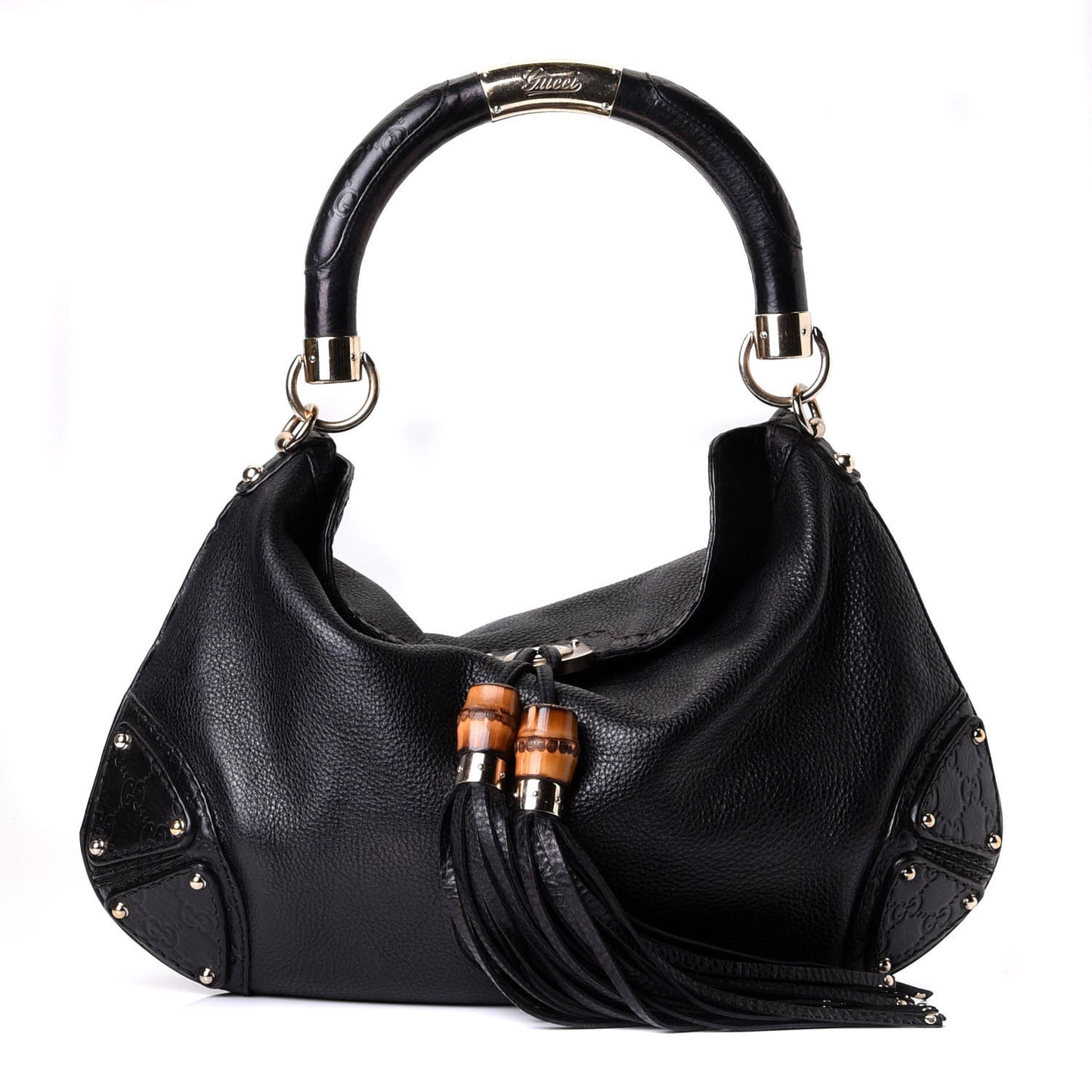 Calfskin Medium Indy Top Handle Hobo Black