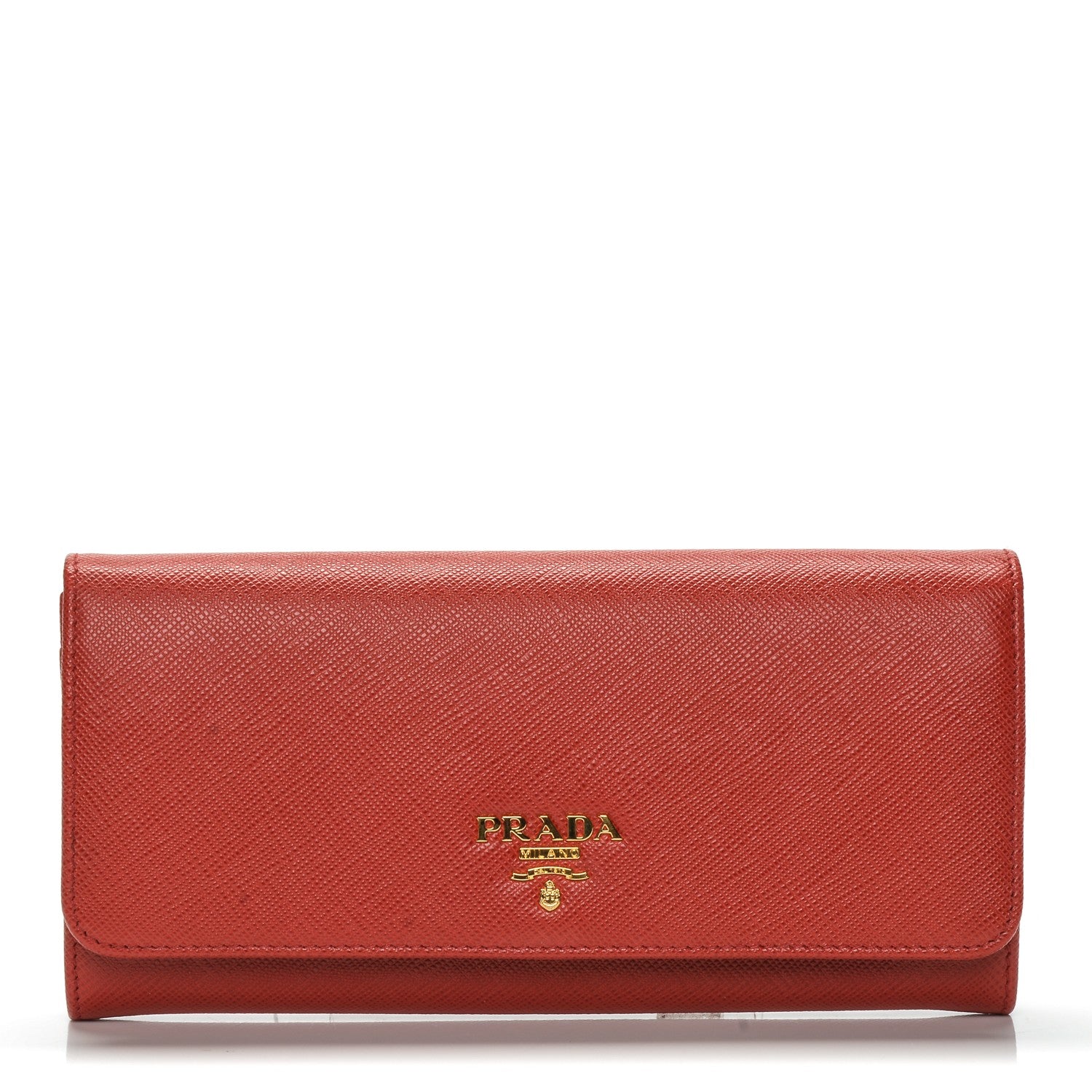 Prada Saffiano Metal Continental Flap Wallet Rosso 1 of 7