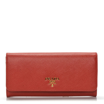 Prada Saffiano Metal Continental Flap Wallet Rosso 1 of 7