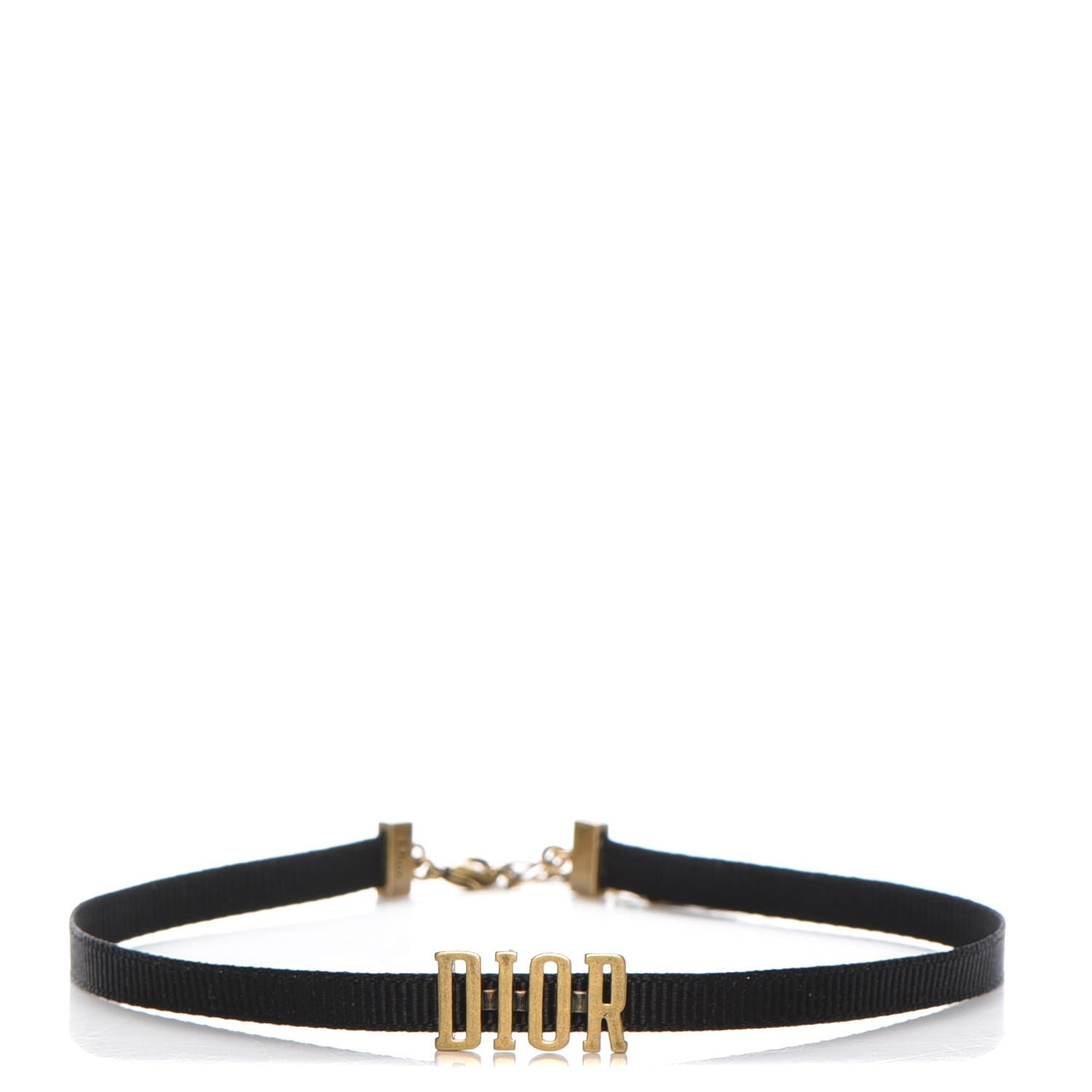 Christian Dior Grosgrain Ribbon Dior Logo Choker Necklace Black 1 of 5