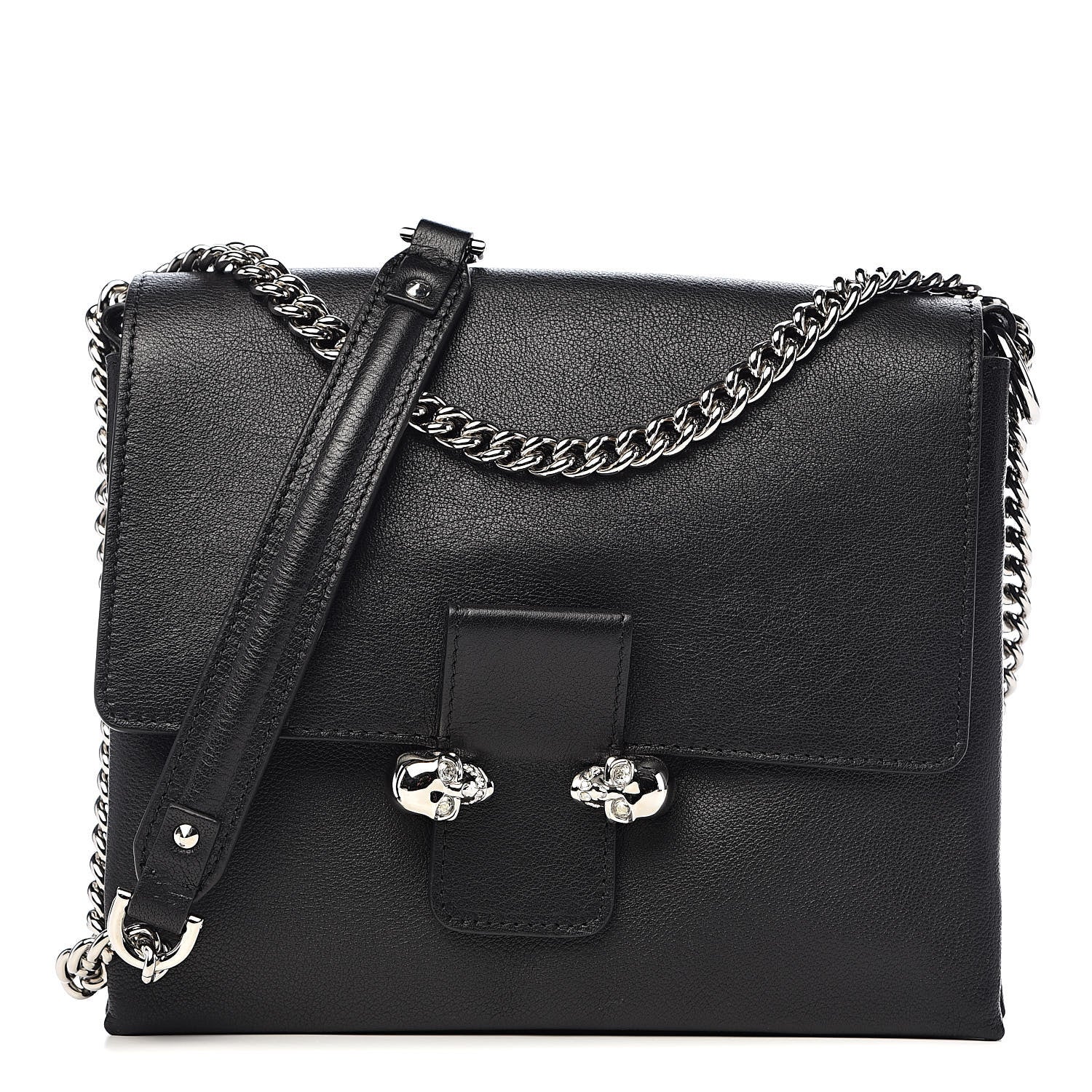Alexander McQueen Grained Calfskin Twin Skull Crossbody Black 1 of 10