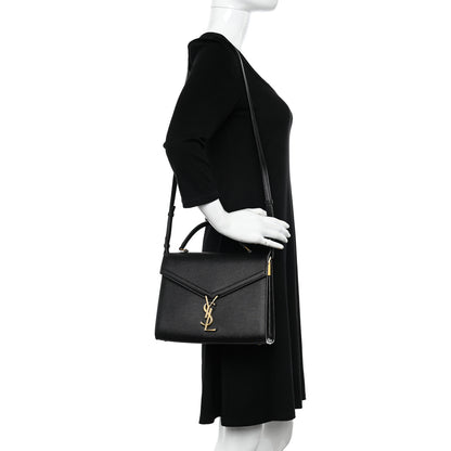 Saint Laurent Grain de Poudre Medium Classic Monogram Cassandra Top Handle Black Rouge Legion 2 of 9