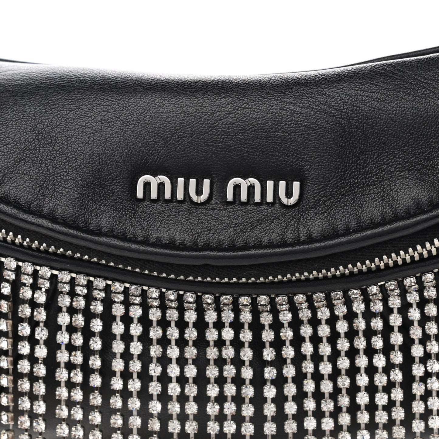 Nappa Crystal Fringe Belt Bag Black