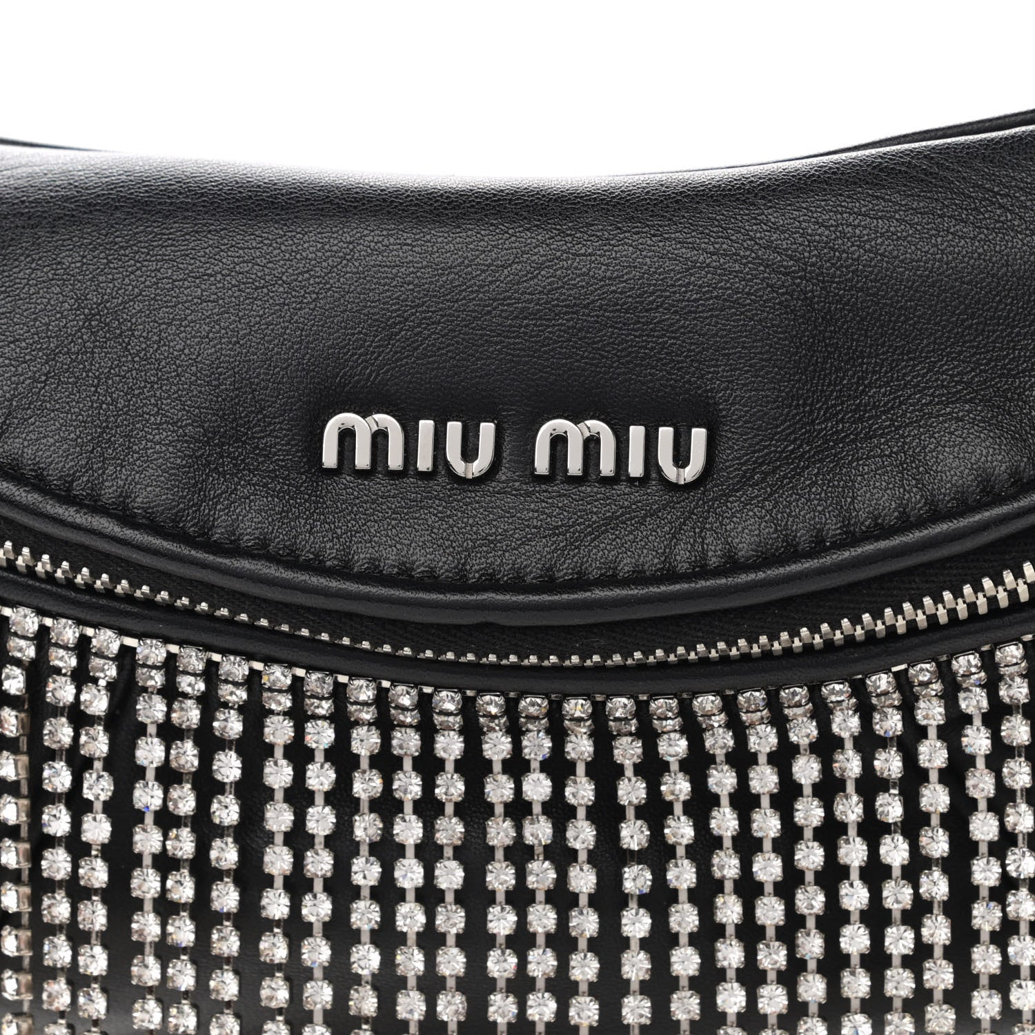 Miu Miu Nappa Crystal Fringe Belt Bag Black 7 of 9