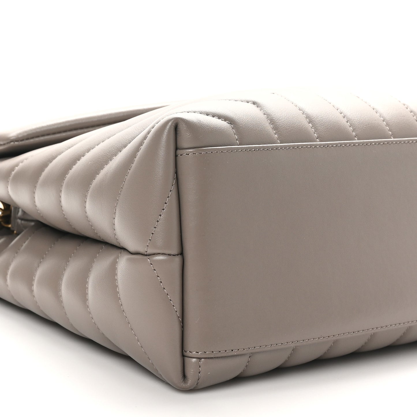 Calfskin Y Quilted Monogram Medium Loulou Chain Satchel Greyish Brown