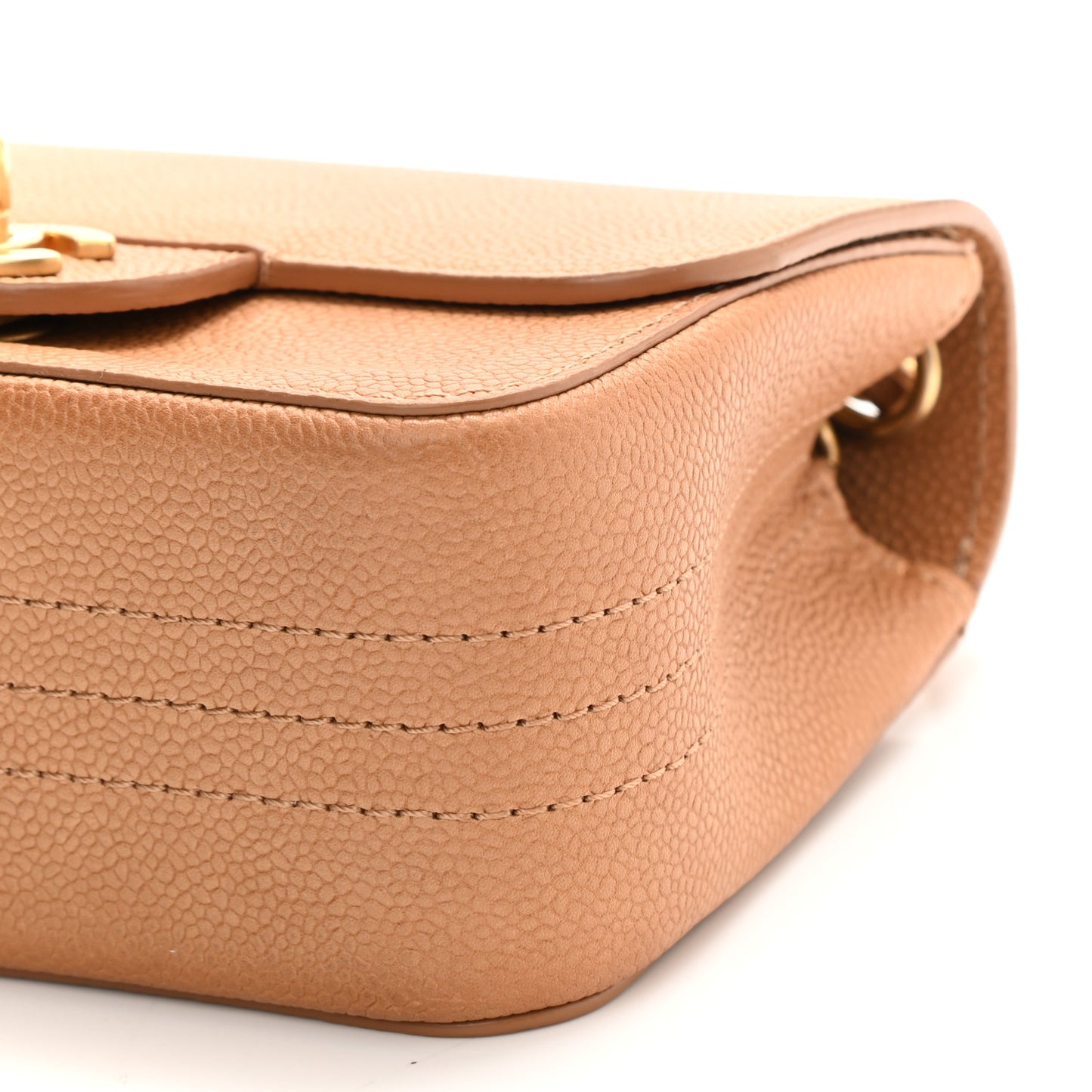 Grained Calfskin Mini Square Classic Pure Flap Brown