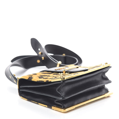 Prada Velvet City Calfskin Leopard Print Cahier Bag Ocra Black 4 of 9