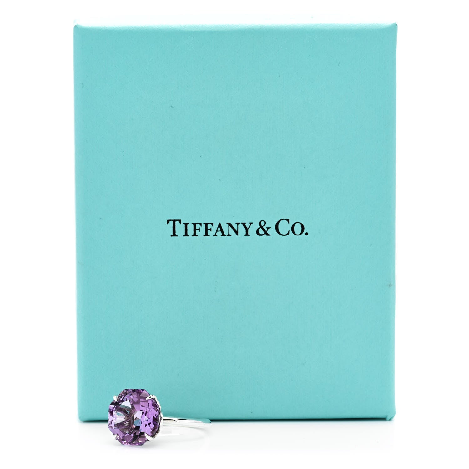 Tiffany Sterling Silver Amethyst Sparklers Octagonal Cocktail Ring 56 7.5 6 of 6