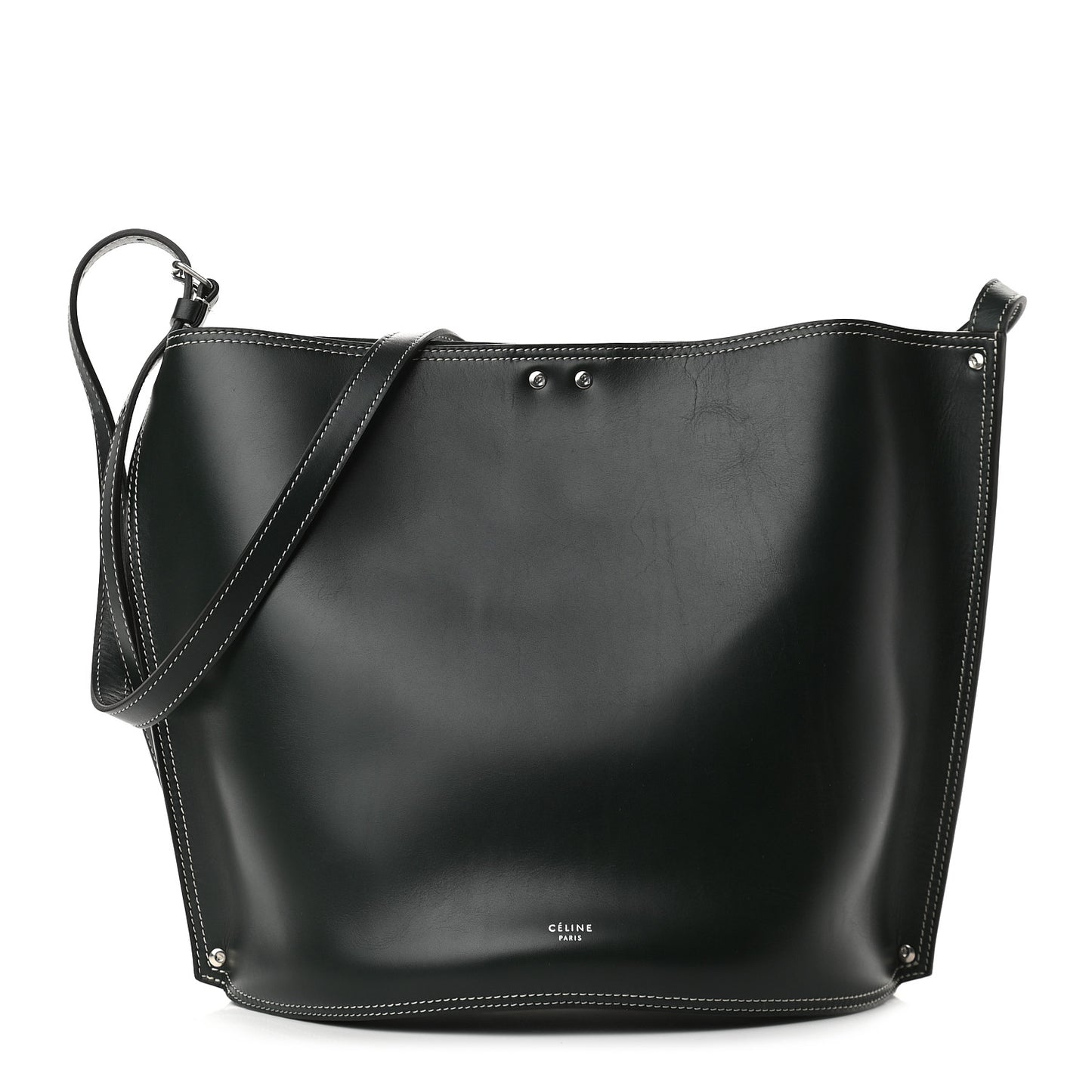 Shiny Calfskin Small Studs Bucket Bag Amazone