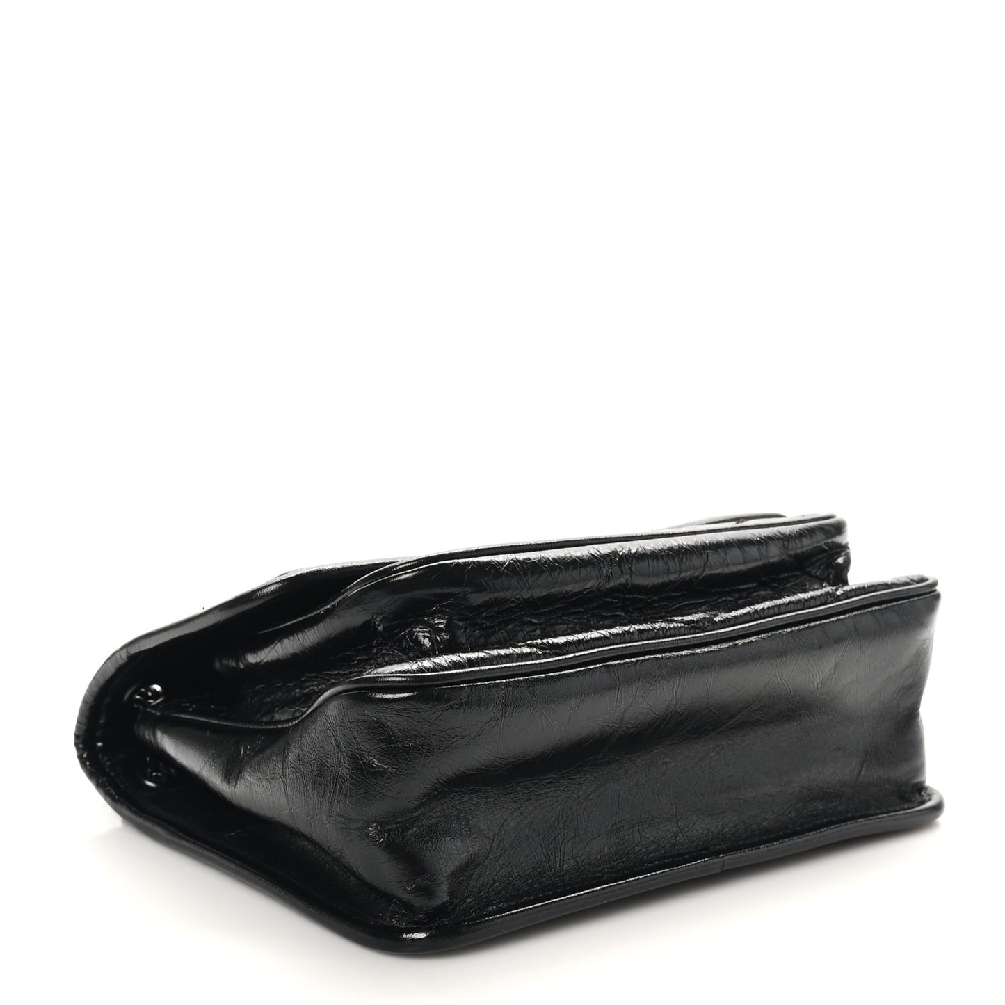 Crinkled Calfskin Matelasse Monogram Baby Niki Chain Satchel Black