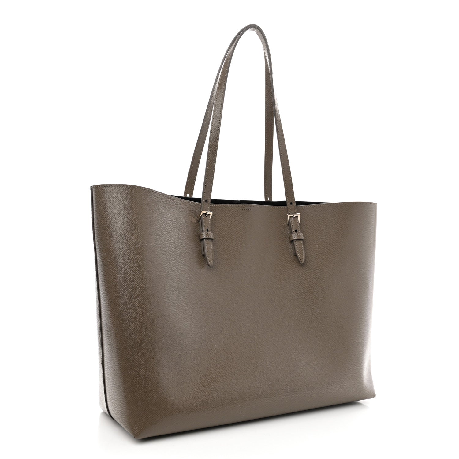 Saint Laurent Grained Calfskin Large Shopping Tote Warm Taupe Black 3 of 12
