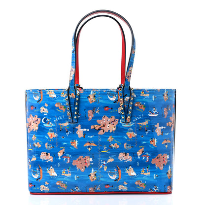 Christian Louboutin Patent Calfskin Small Greekaba Cabata Tote Blue 3 of 12
