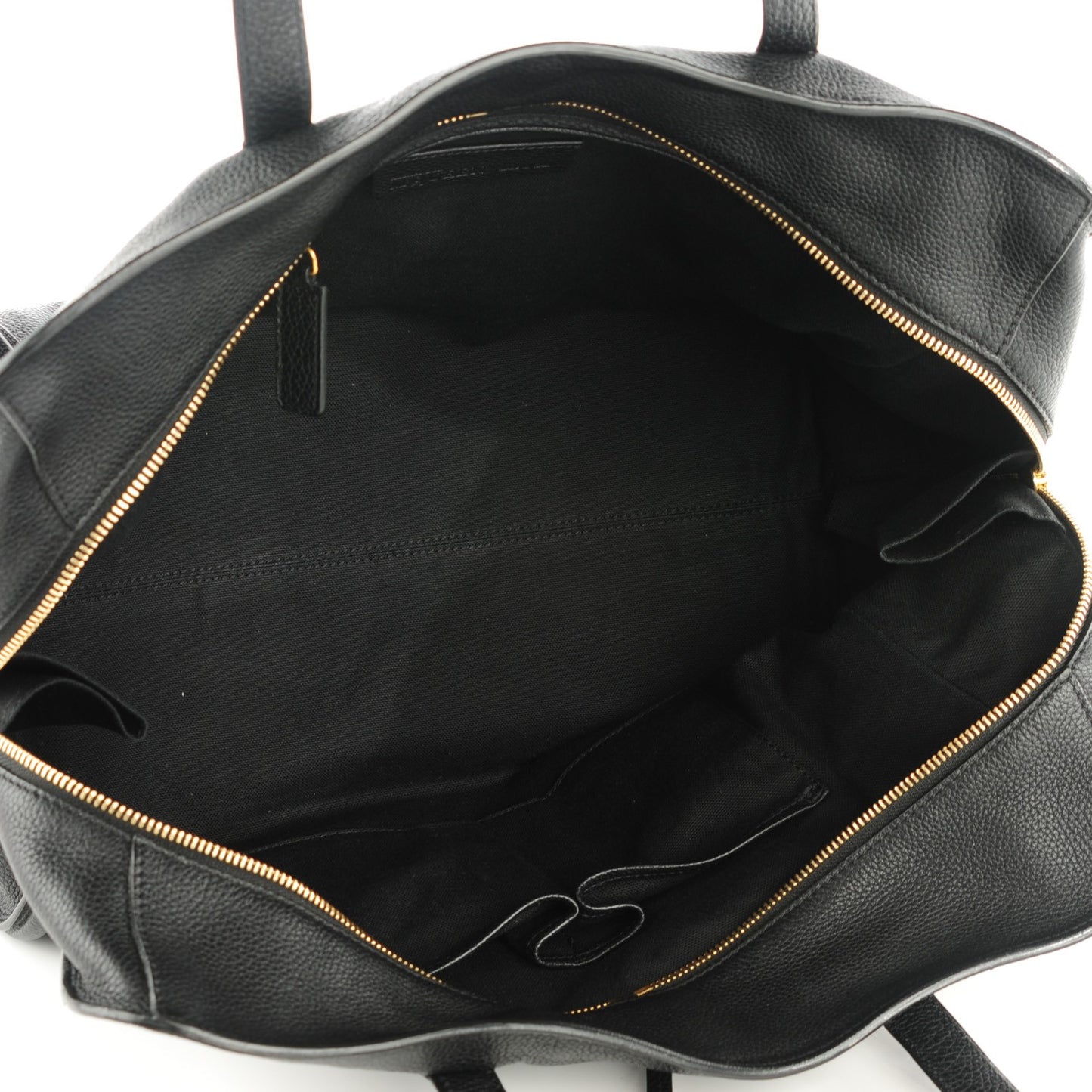 Pebbled Calfskin Medium Skull Padlock Zip Around Tote Black