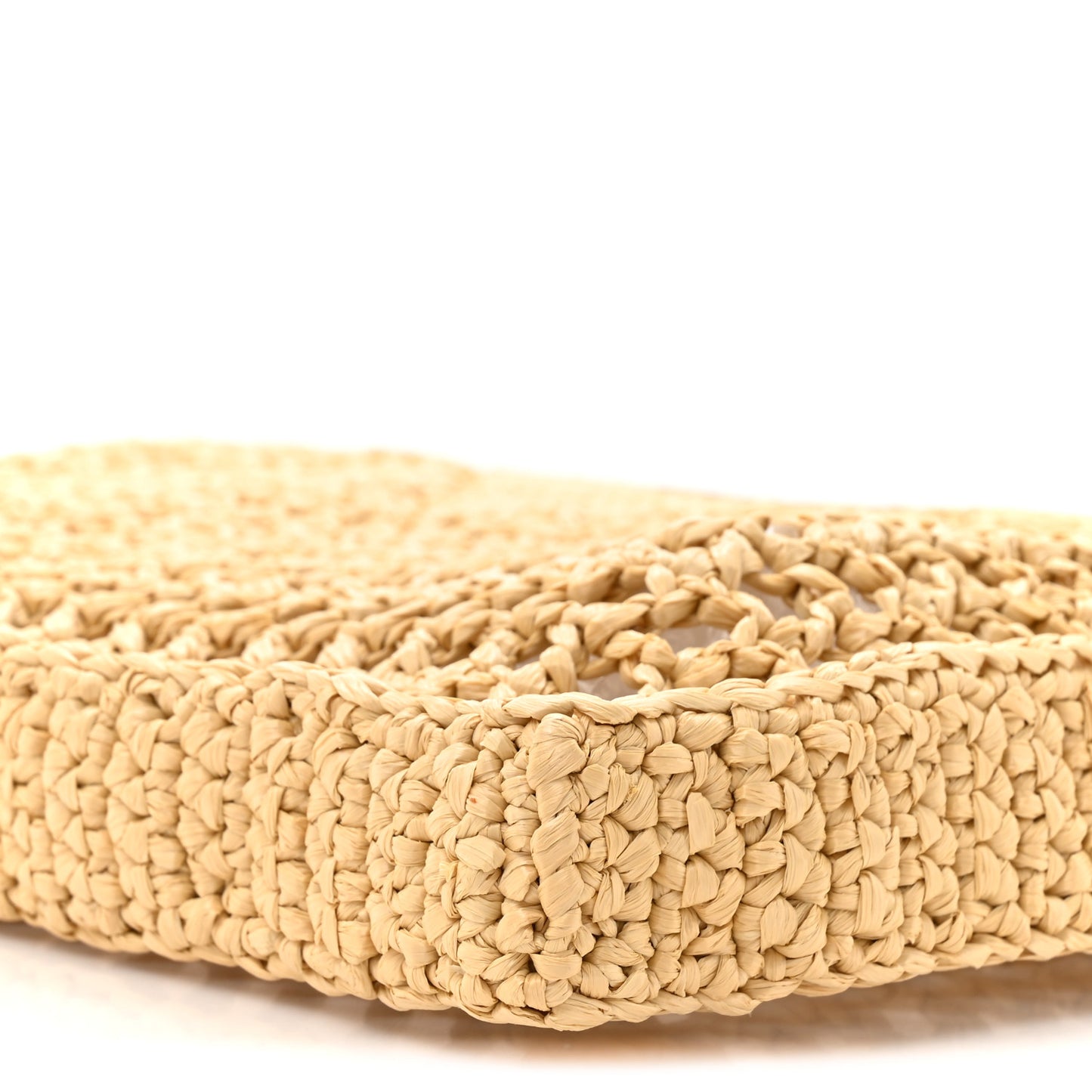 Yarn Raffia Effect Crochet Logo Embroidered Tote Bag Naturale