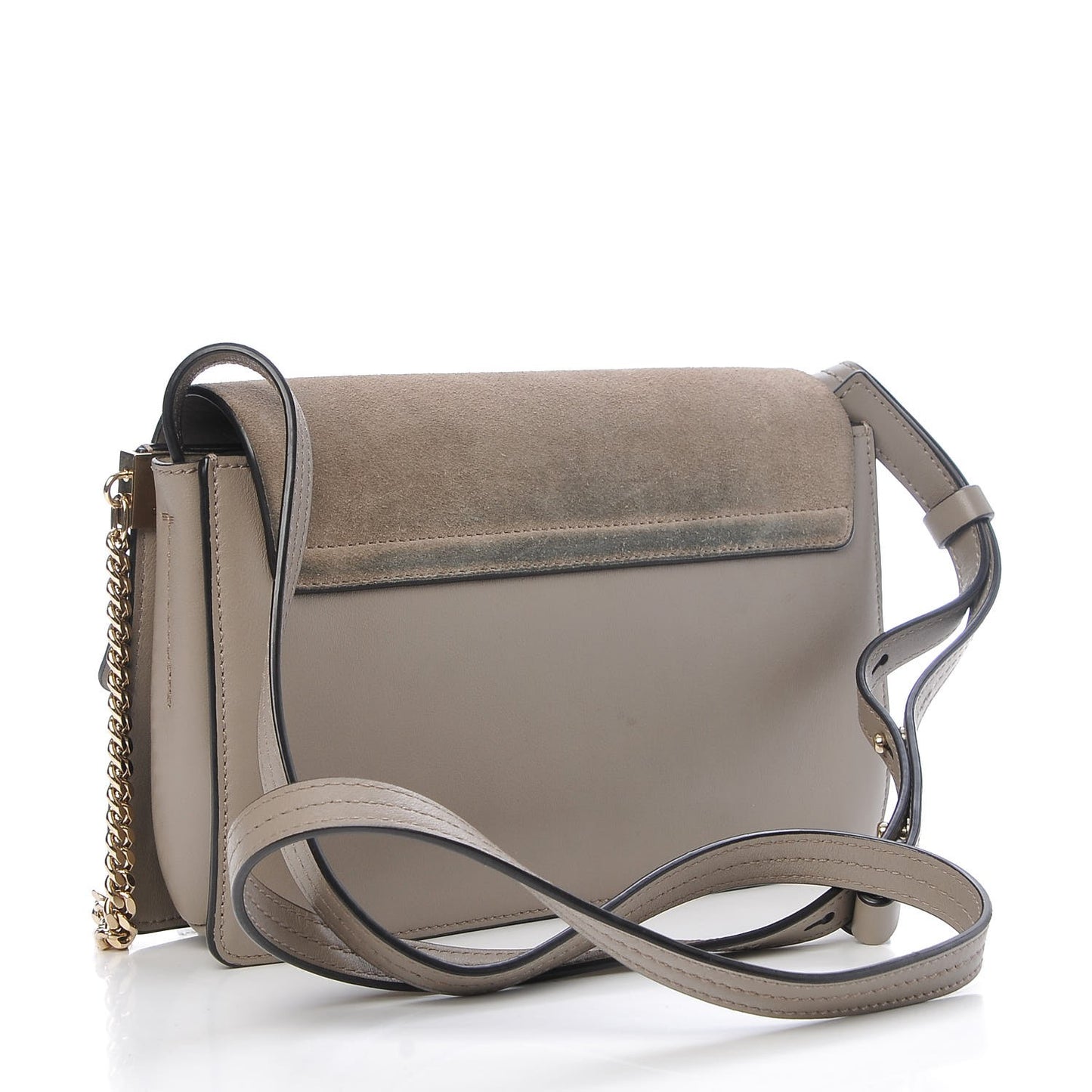 Suede Calfskin Small Faye Shoulder Bag Motty Grey