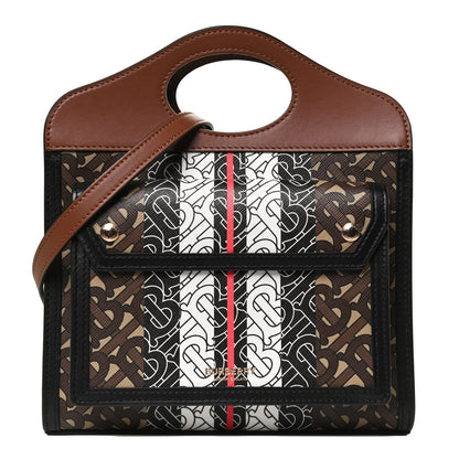 Burberry E-Canvas Monogram Stripe Mini Pocket Bag Bridle Brown 1 of 12