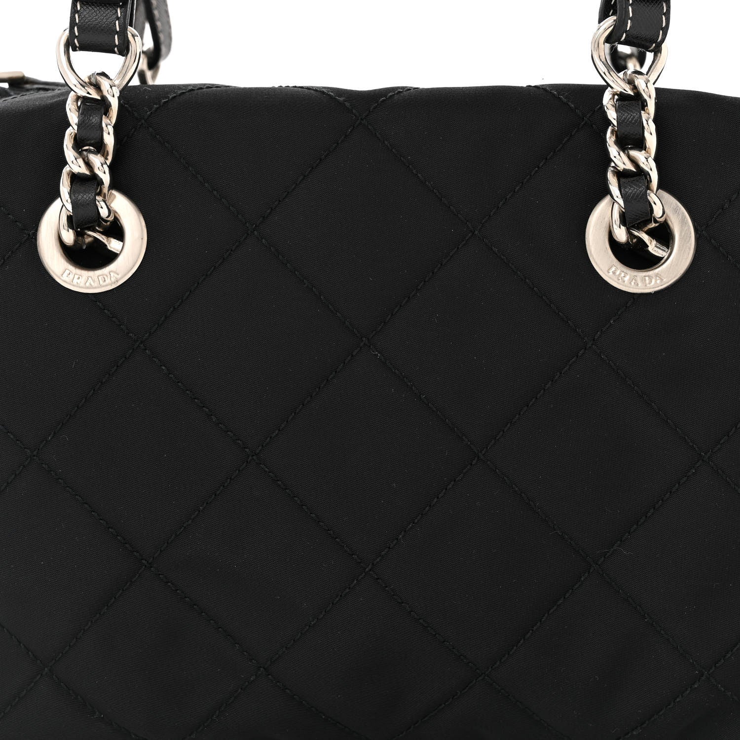 Prada Nylon Tessuto Quilted Chain Shoulder Bag Black 7 of 11