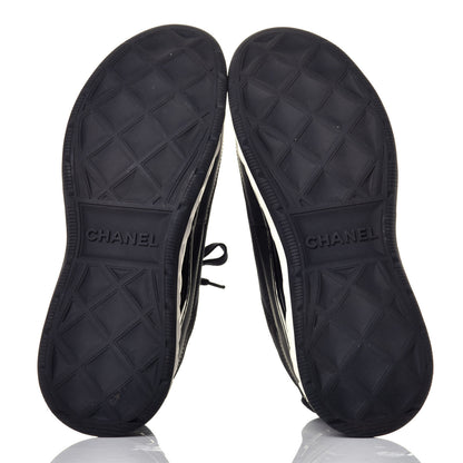 Chanel Velvet Calfskin Mixed Fibers CC Sneakers 41 Black 6 of 10