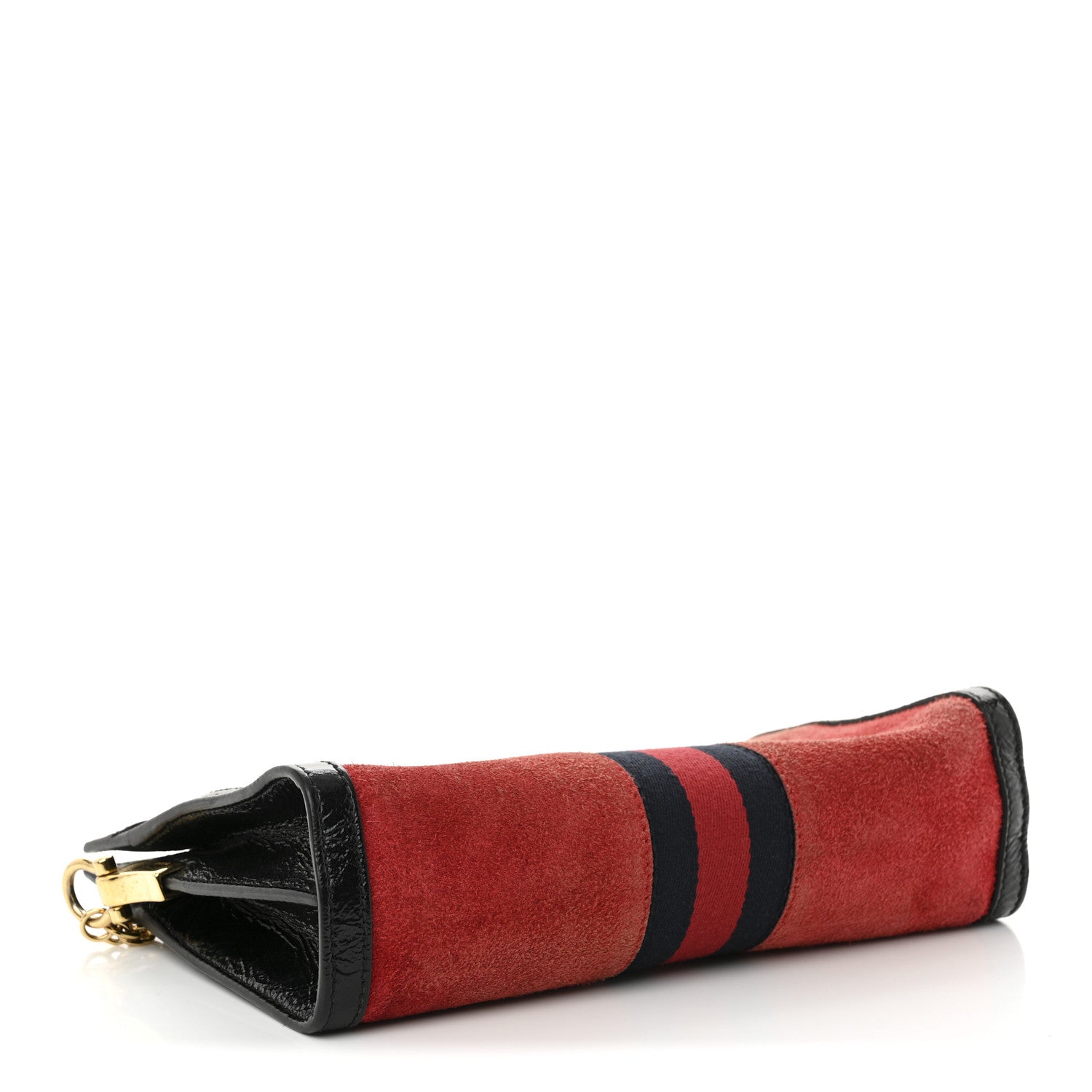 Gucci Suede Patent Web Small Ophidia Chain Shoulder Bag Hibiscus Red Black 4 of 11