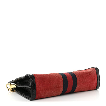 Gucci Suede Patent Web Small Ophidia Chain Shoulder Bag Hibiscus Red Black 4 of 11