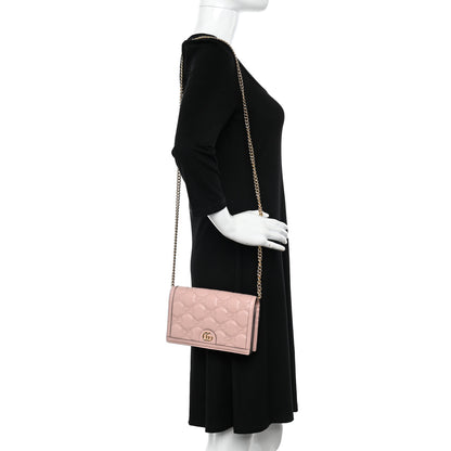 Gucci Calfskin GG Matelasse Chain Wallet Perfect Pink 2 of 9