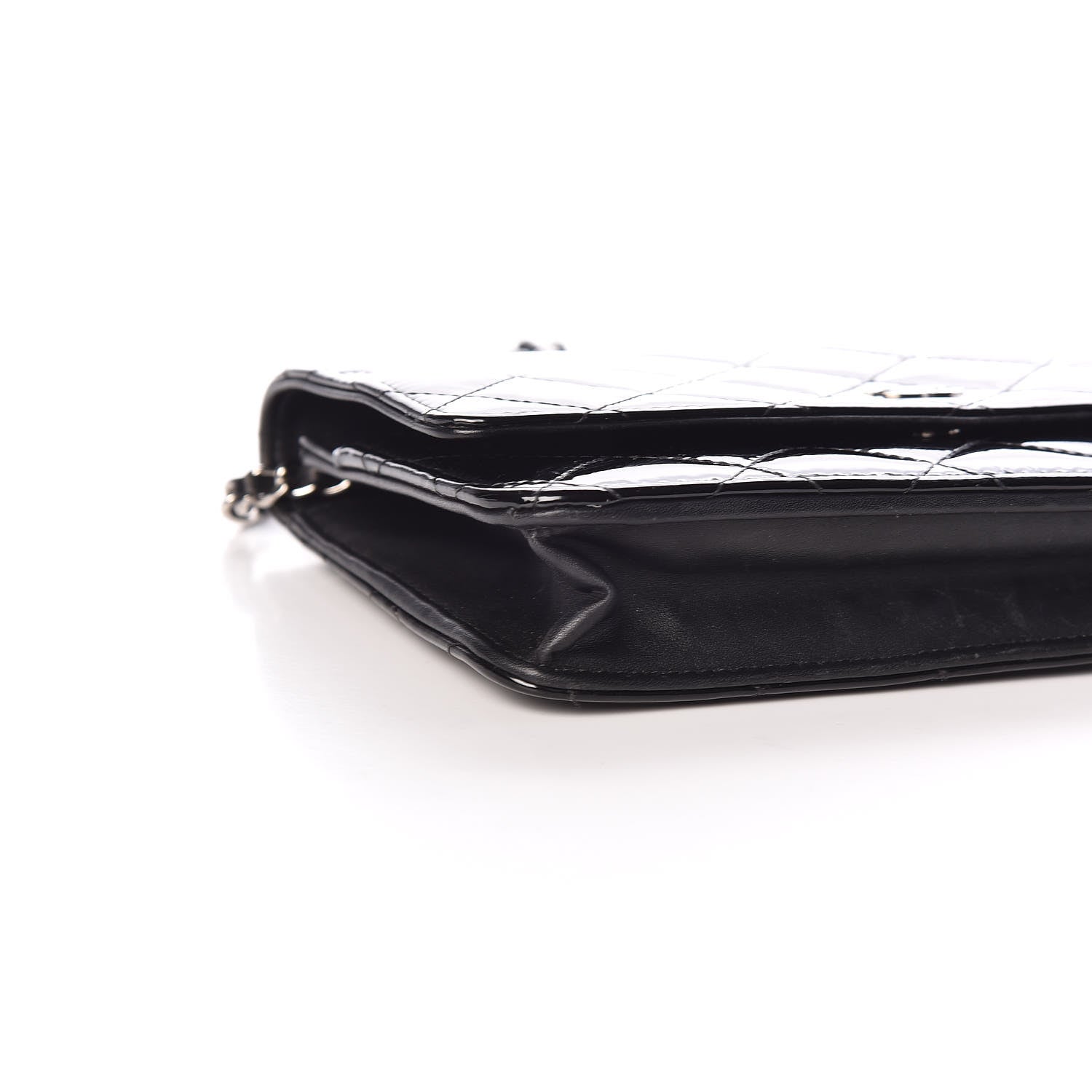 Chanel Patent Quilted Wallet On Chain WOC Black 11 of 13