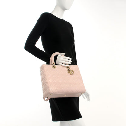 Christian Dior Lambskin Cannage Large Lady Dior Rose Poudre 3 of 17