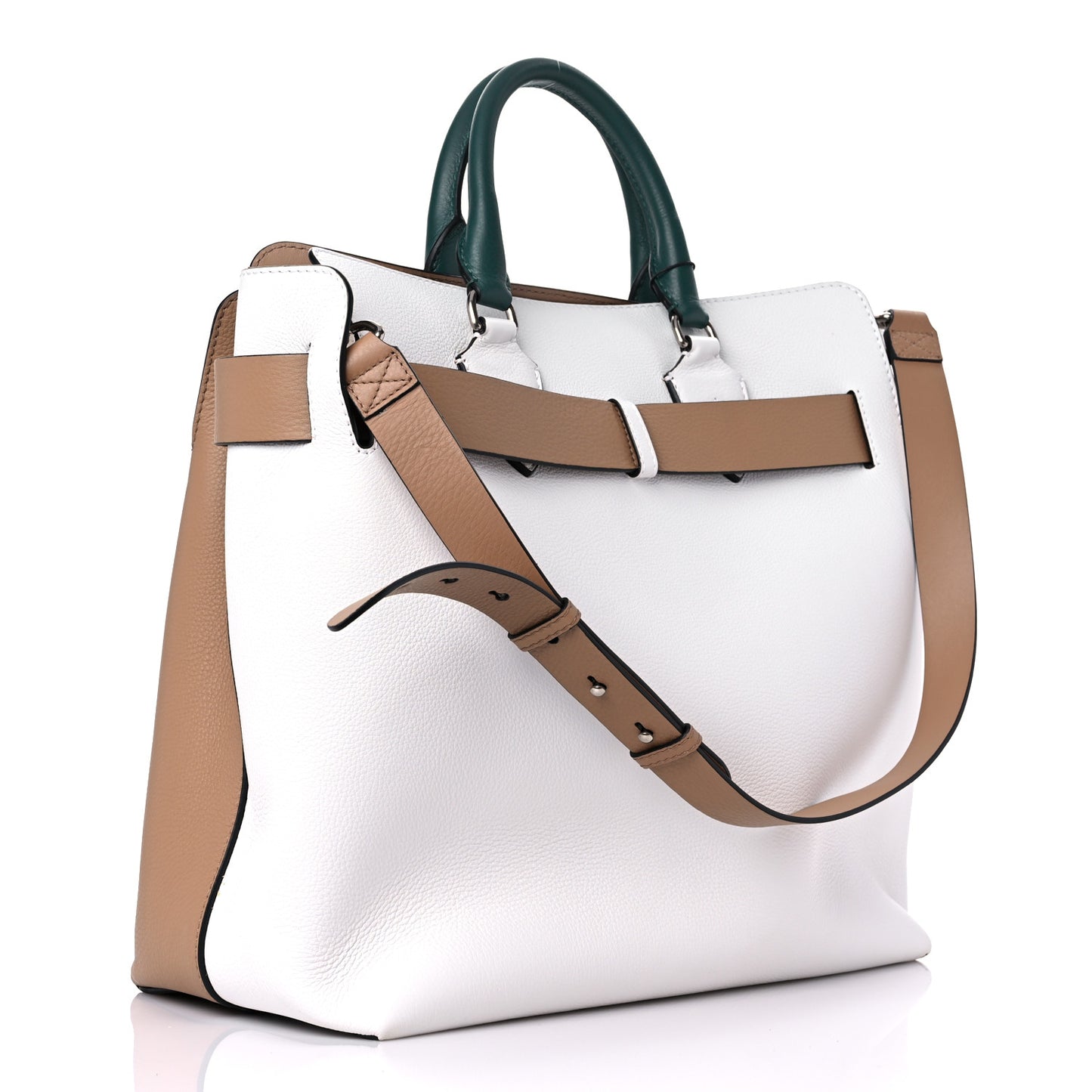 Soft Grain Calfskin Medium Belt Bag Light Camel Chalk White