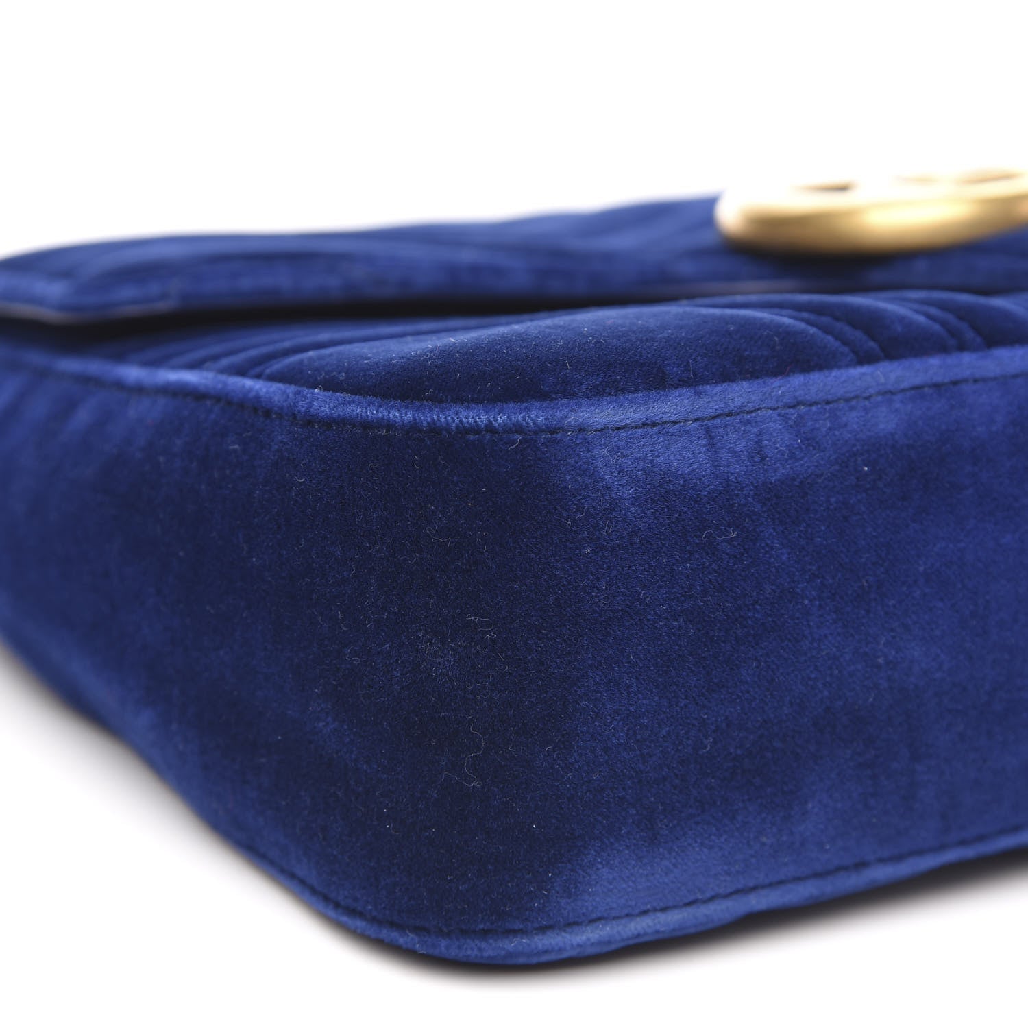 Gucci Velvet Matelasse Medium GG Marmont Shoulder Bag Cobalt Blue 9 of 12