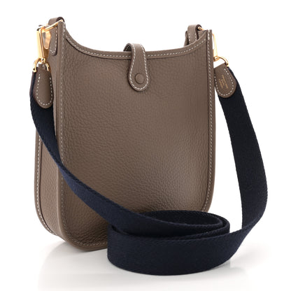 Hermes Taurillon Clemence Amazone Evelyne TPM Etoupe Bleu Indigo 3 of 11