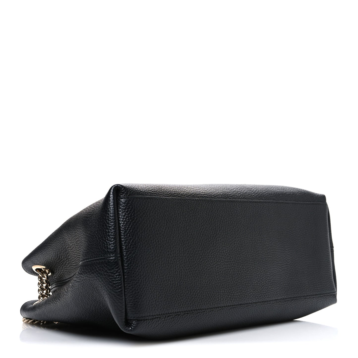 Pebbled Calfskin Medium Soho Chain Shoulder Bag Black