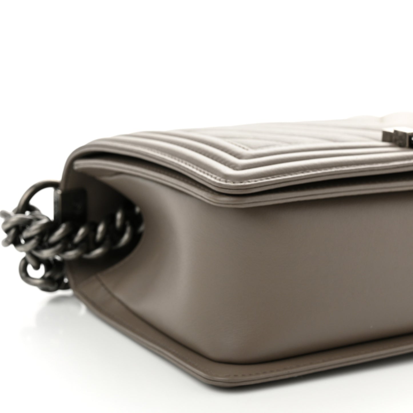 Calfskin Chevron Quilted Medium Boy Flap Grey