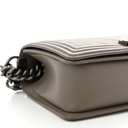 Chanel Calfskin Chevron Quilted Medium Boy Flap Grey 9 of 10