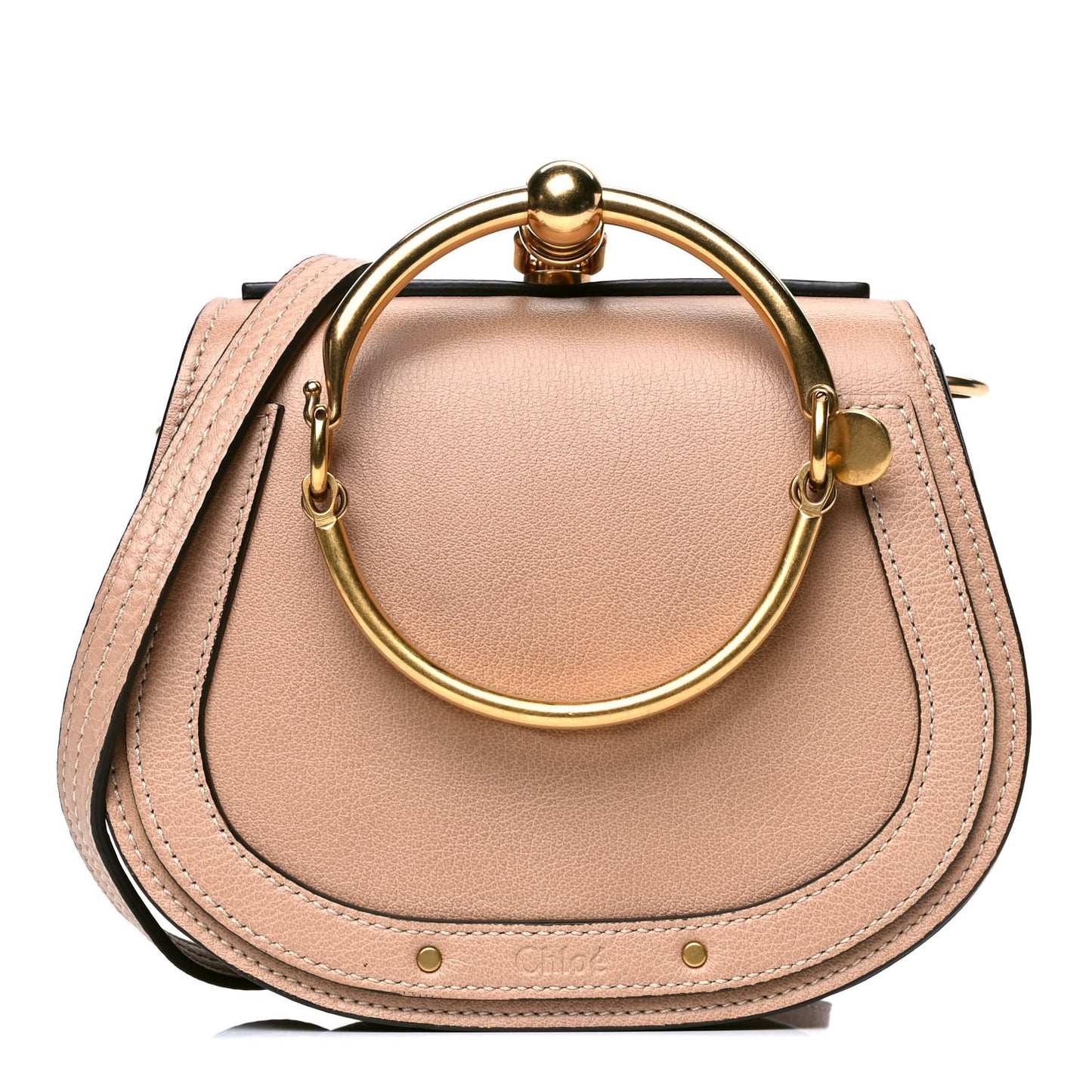 Calfskin Suede Small Nile Bracelet Bag Biscotti Beige