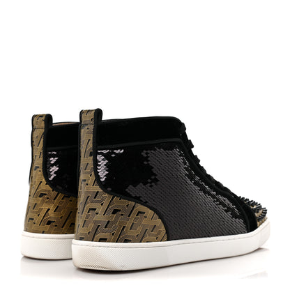 Christian Louboutin Sequin Patent Mens Louis Spikes Orlato Flat Sneakers 43 Black 4 of 6