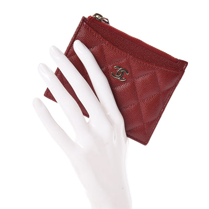 Chanel Caviar Quilted CC Zip Card Holder Burgundy 2 of 8