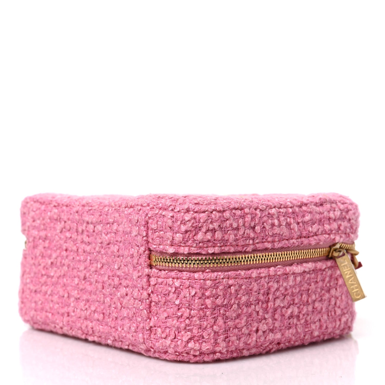 Chanel Tweed Quilted Top Handle Small Vanity Case Pink 9 of 9