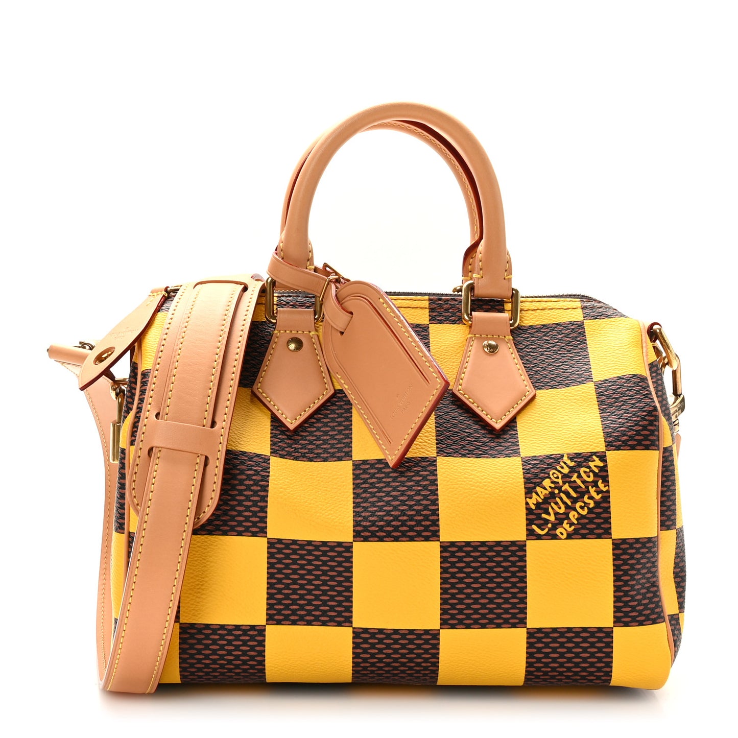 LOUIS VUITTON Damier Pop Speedy Bandouliere 25 Jaune Mat
